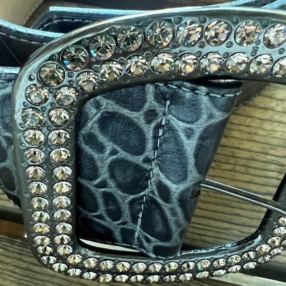 Leatherock‎ with Swarovski Crystal Croc Embossed Leather Belt 36 M-L - Picture 4 of 10